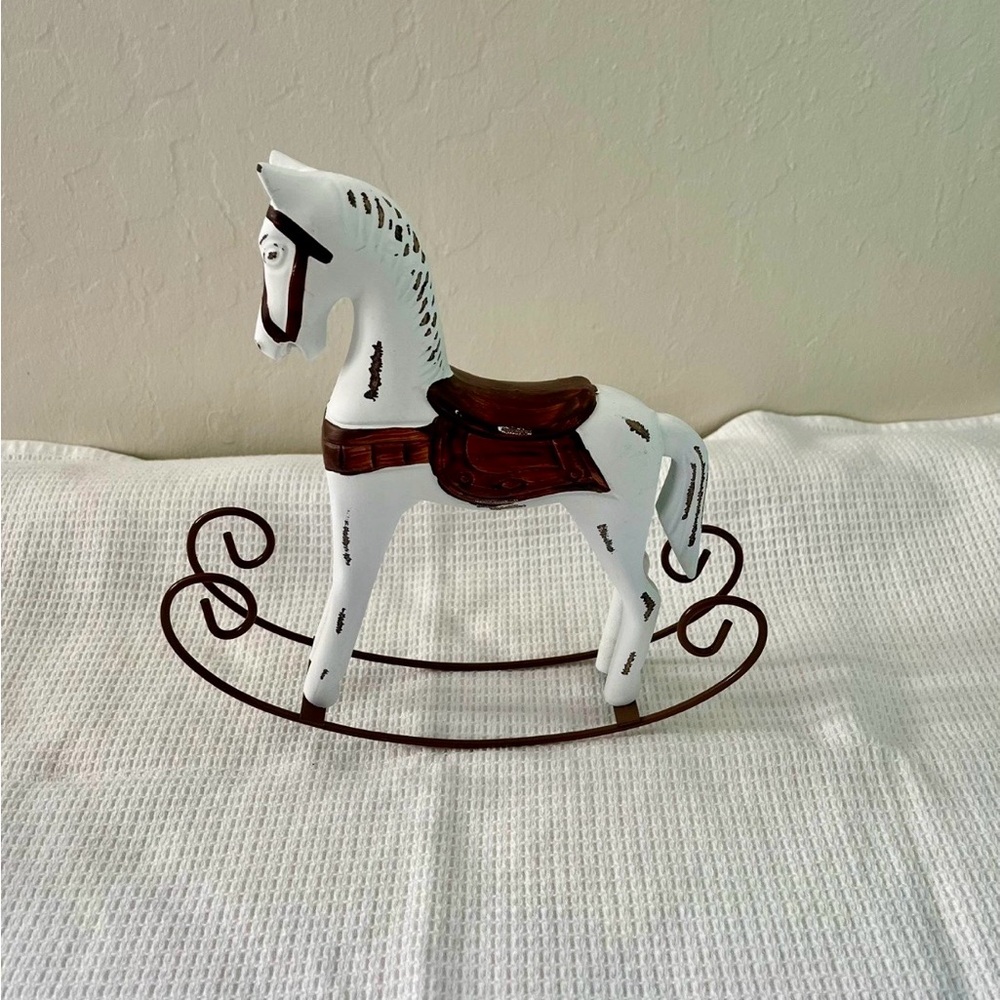 White and Brown Rocking Horse Decor